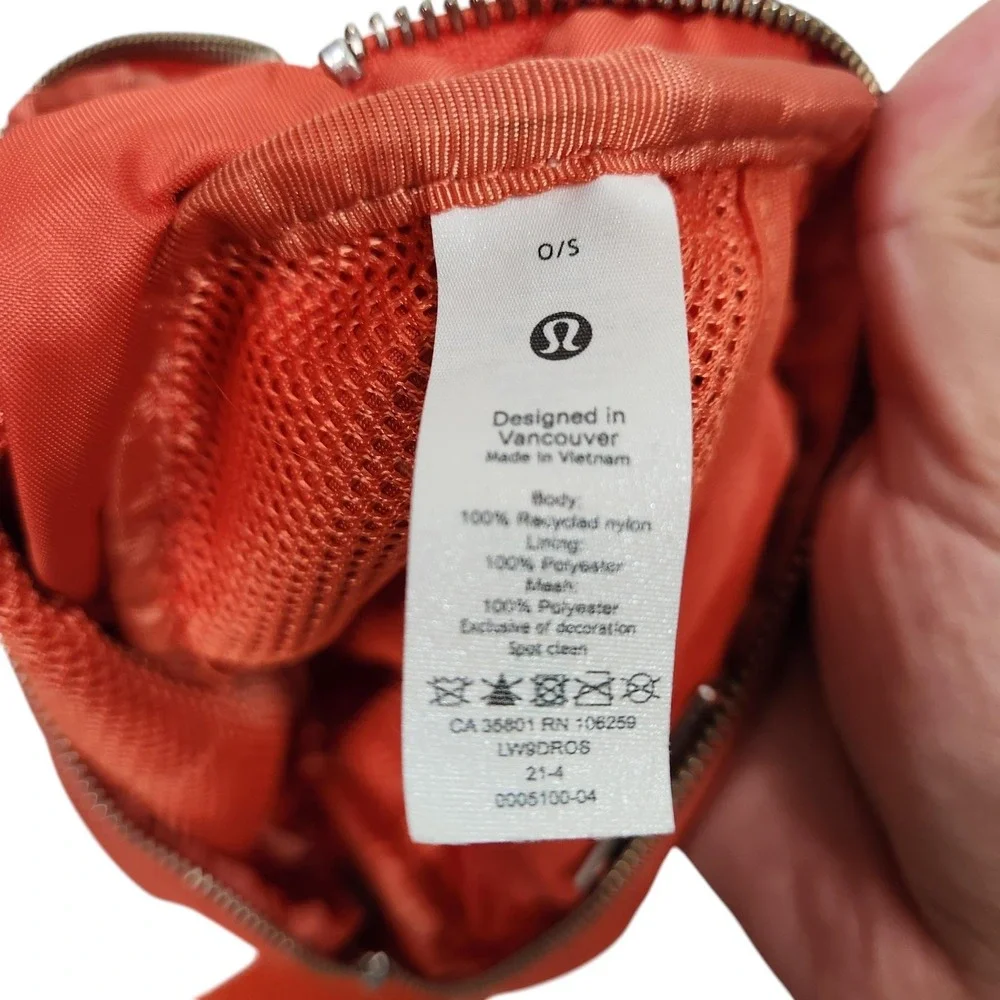 LULULEMON Everywhere Belt Bag Womens Orange Nylon Fanny Pack Adjustable Logo